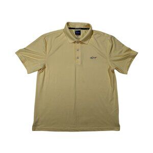 Greg Norman Mens Polo Shirt Medium Yellow Polyester Short Sleeve Athletic Fit